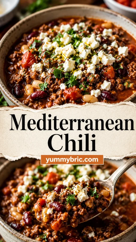 Mediterranean Chili with Feta and Ground Beef