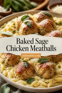Baked Sage Chicken Meatballs with Parmesan Orzo - The Original Dish
