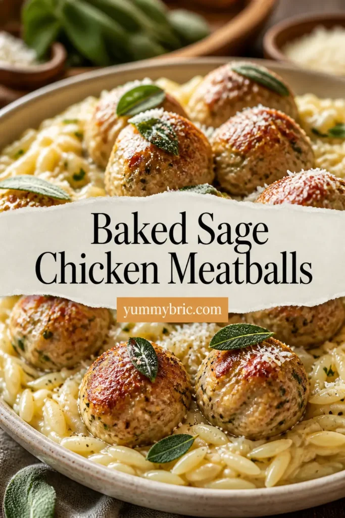 Baked Sage Chicken Meatballs with Parmesan Orzo - The Original Dish