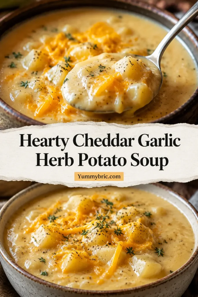 Hearty Cheddar Garlic Herb Potato Soup