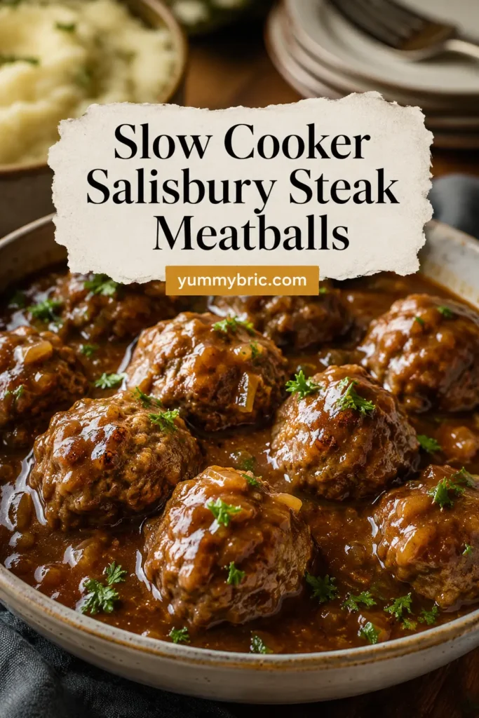 Slow Cooker Salisbury Steak Meatballs | Easy Crockpot Dinner