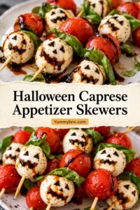 Halloween Caprese Appetizer Skewers