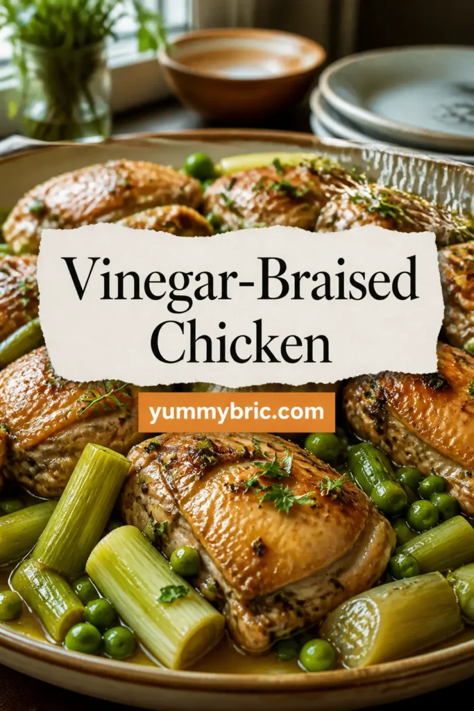 Vinegar-Braised Chicken with Leeks and Peas Recipe