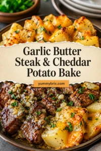 Garlic Butter Steak & Cheddar Potato Bake (Creamy & Delicious)