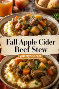Fall Apple Cider Beef Stew over Mashed Potatoes Dinner Recipe